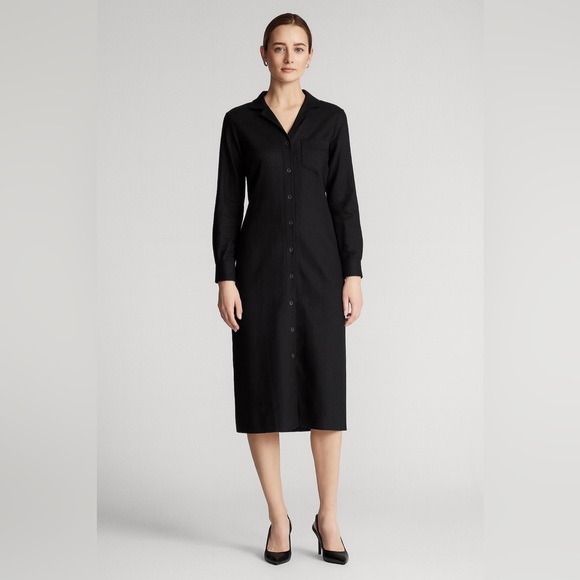 Ralph Lauren Dresses & Skirts - Lauren Ralph Lauren 100% Silk Black Shirt Dress Petite 4P Button Front Midi
B028